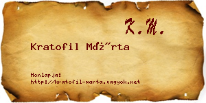 Kratofil Márta névjegykártya